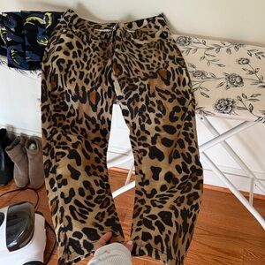 Escada Tan and Black Animal Print Trousers